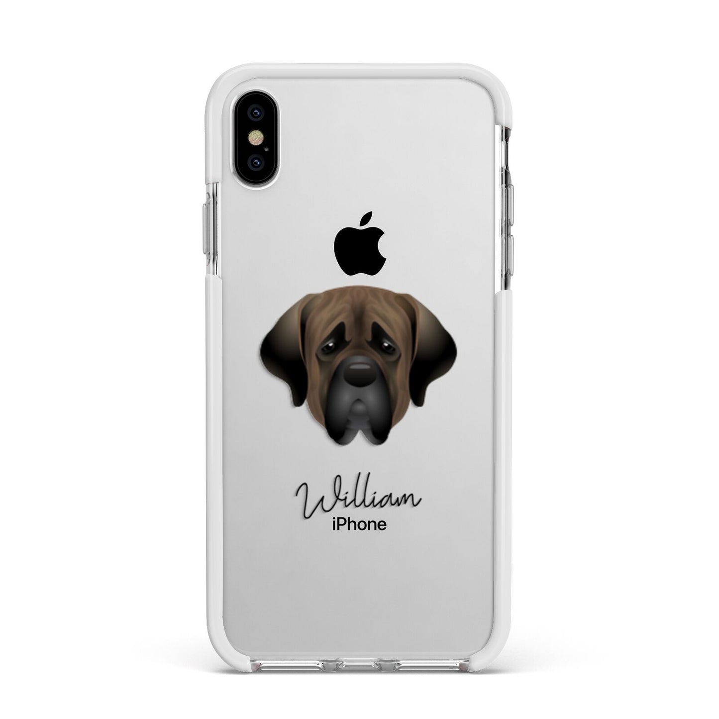 Mastiff Personalised Apple iPhone Xs Max Impact Case White Edge on Silver Phone
