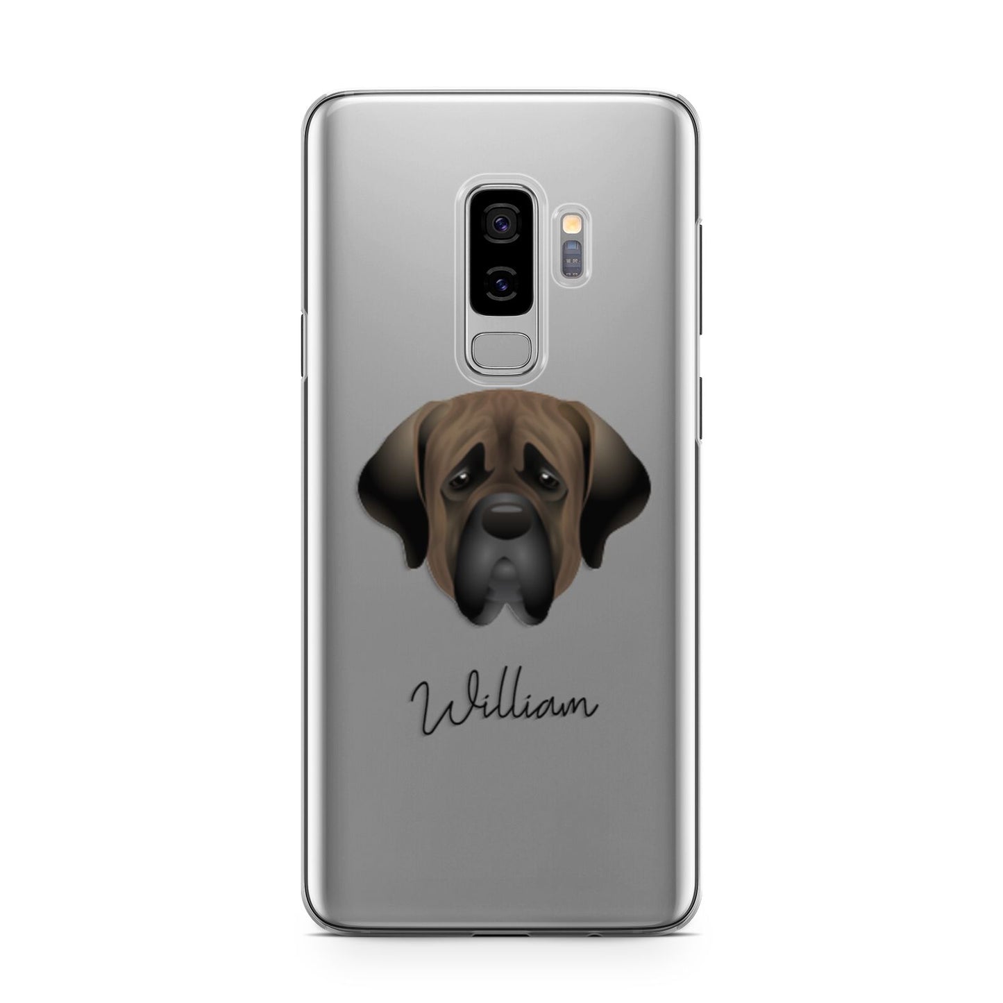 Mastiff Personalised Samsung Galaxy S9 Plus Case on Silver phone