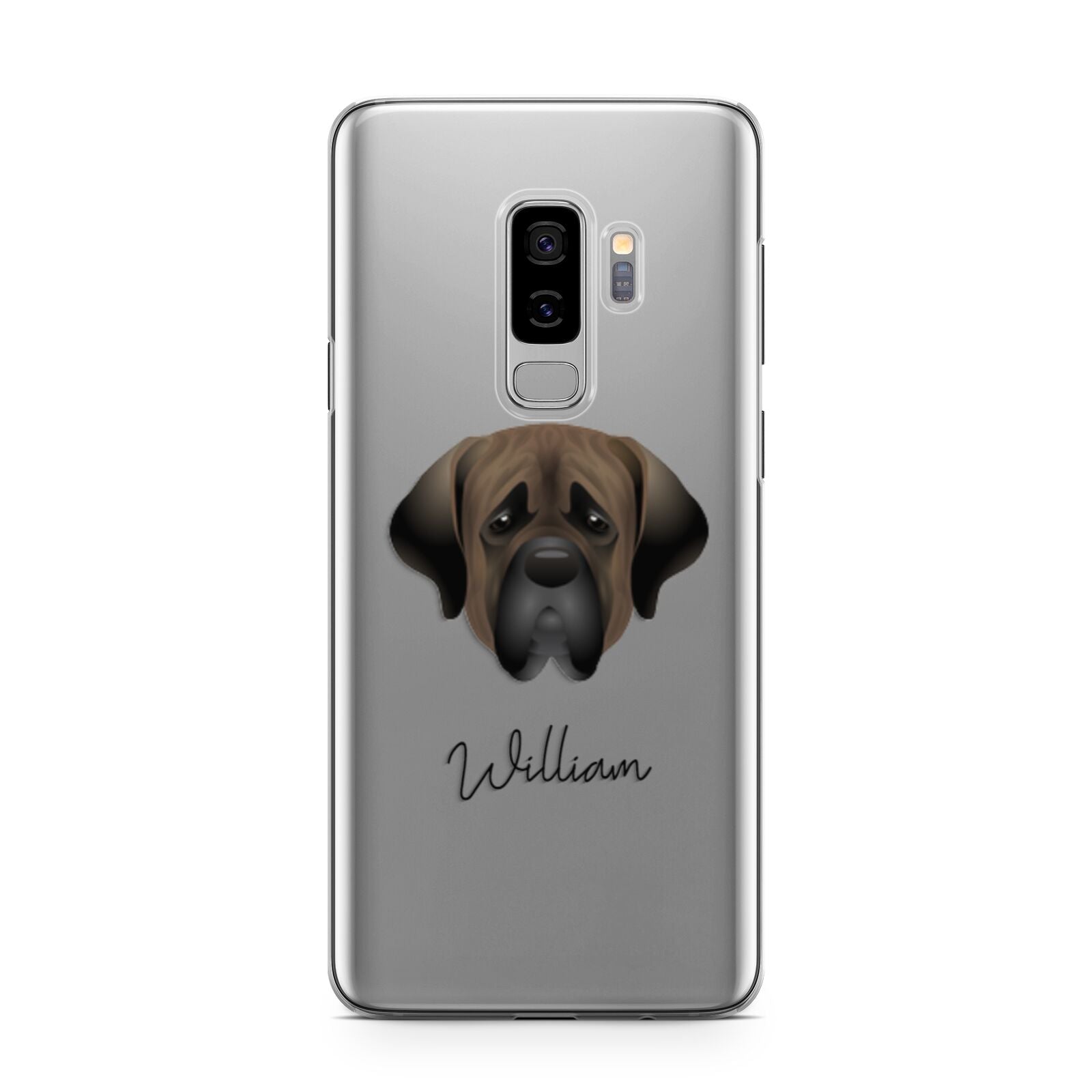 Mastiff Personalised Samsung Galaxy S9 Plus Case on Silver phone