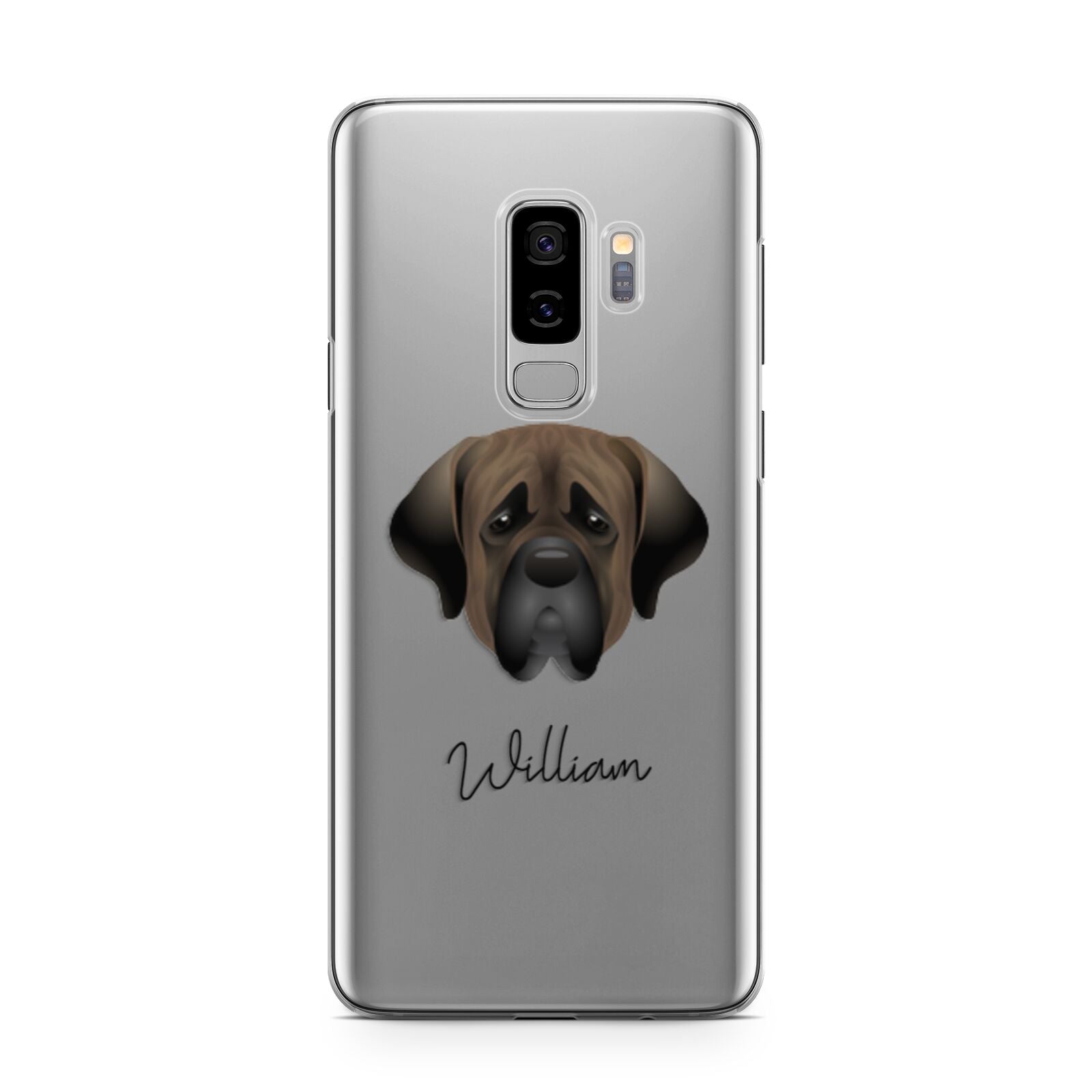 Mastiff Personalised Samsung Galaxy S9 Plus Case on Silver phone