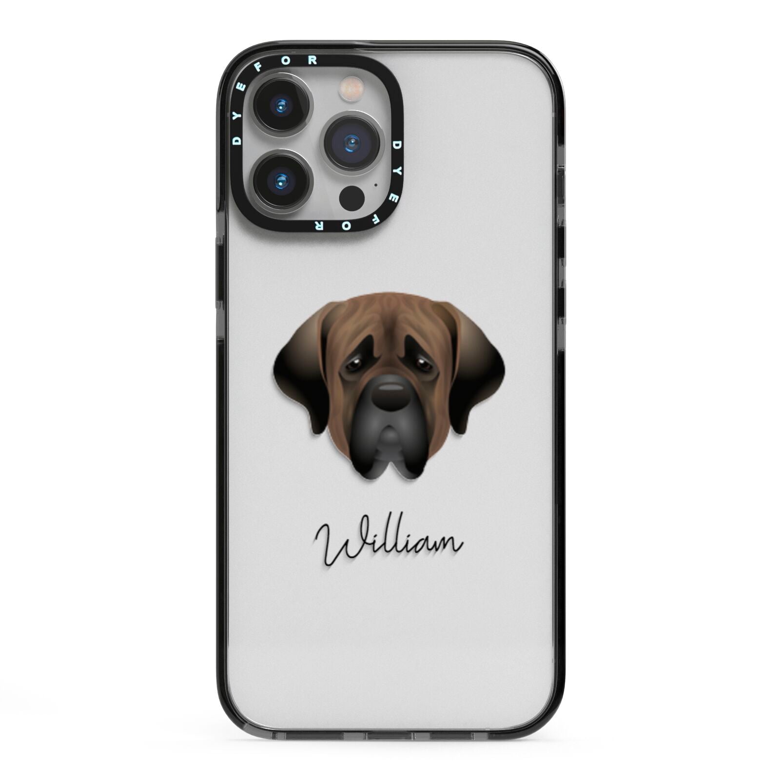 Mastiff Personalised iPhone 13 Pro Max Black Impact Case on Silver phone