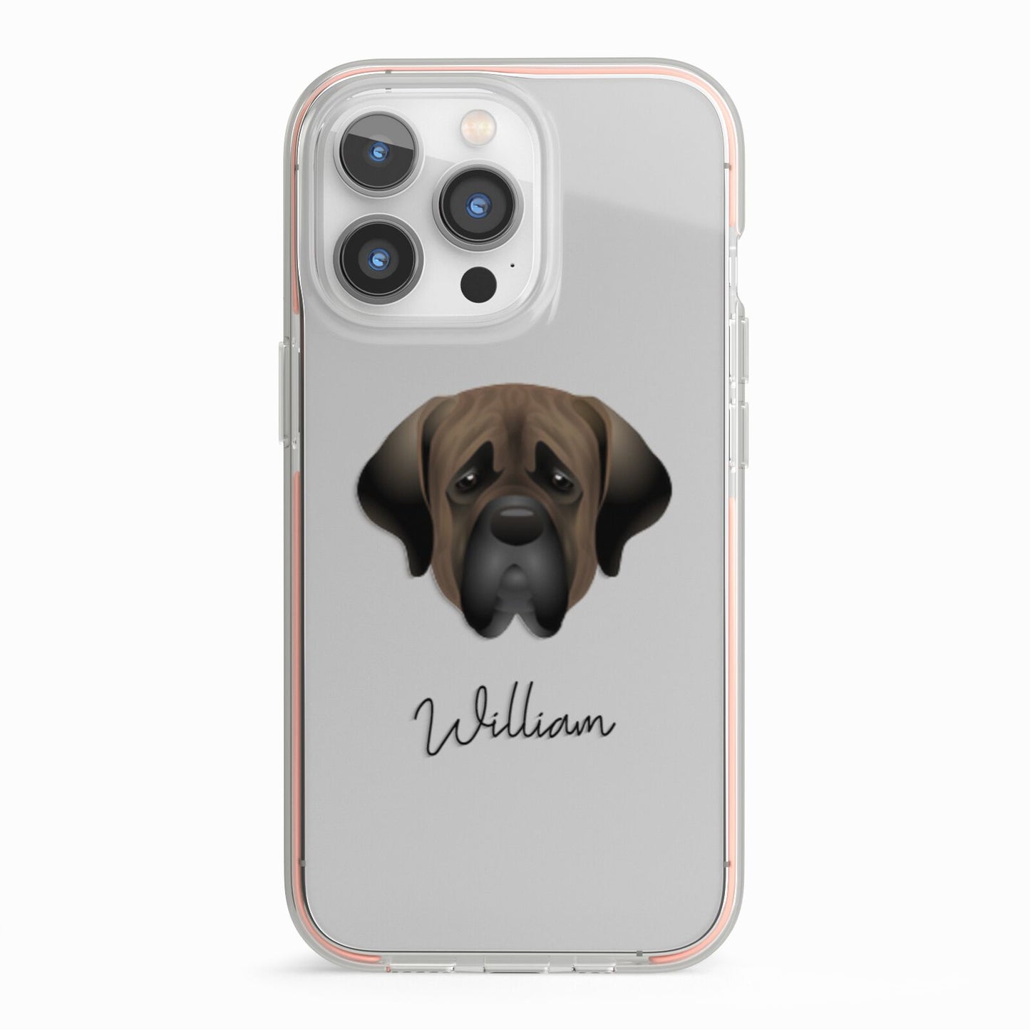 Mastiff Personalised iPhone 13 Pro TPU Impact Case with Pink Edges