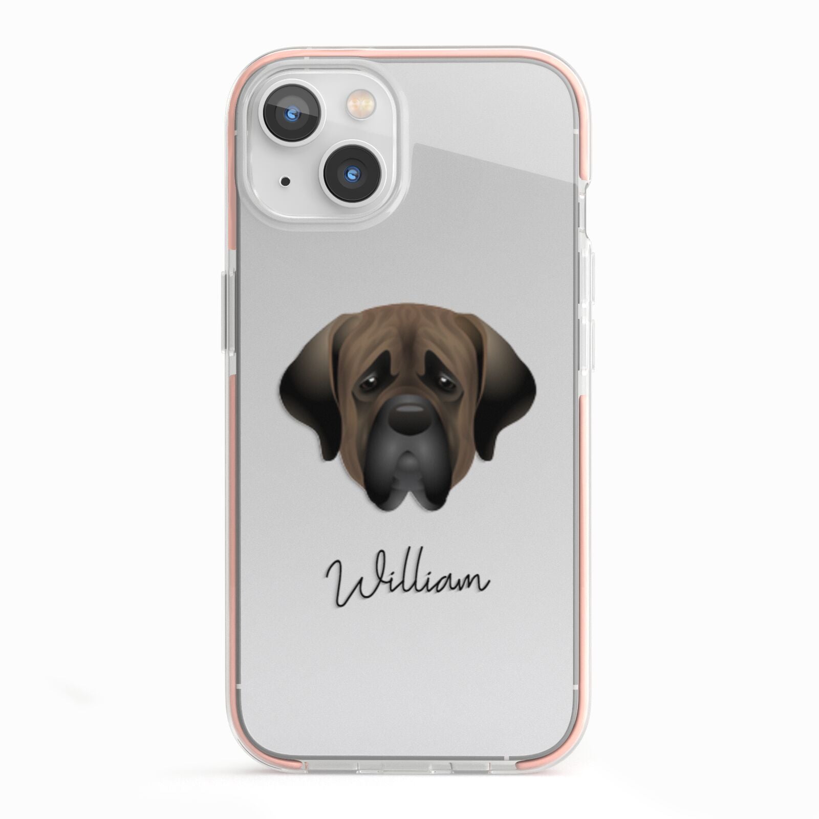 Mastiff Personalised iPhone 13 TPU Impact Case with Pink Edges