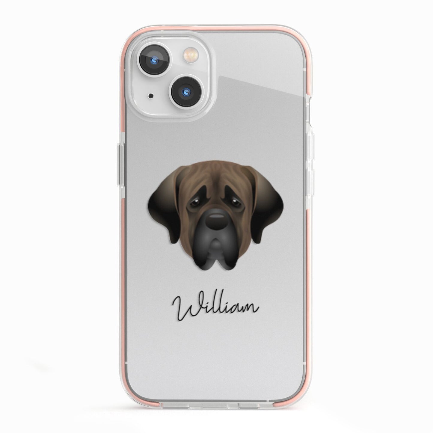Mastiff Personalised iPhone 13 TPU Impact Case with Pink Edges