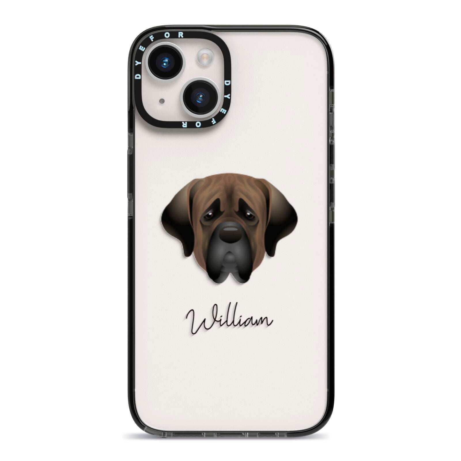 Mastiff Personalised iPhone 14 Black Impact Case on Silver phone