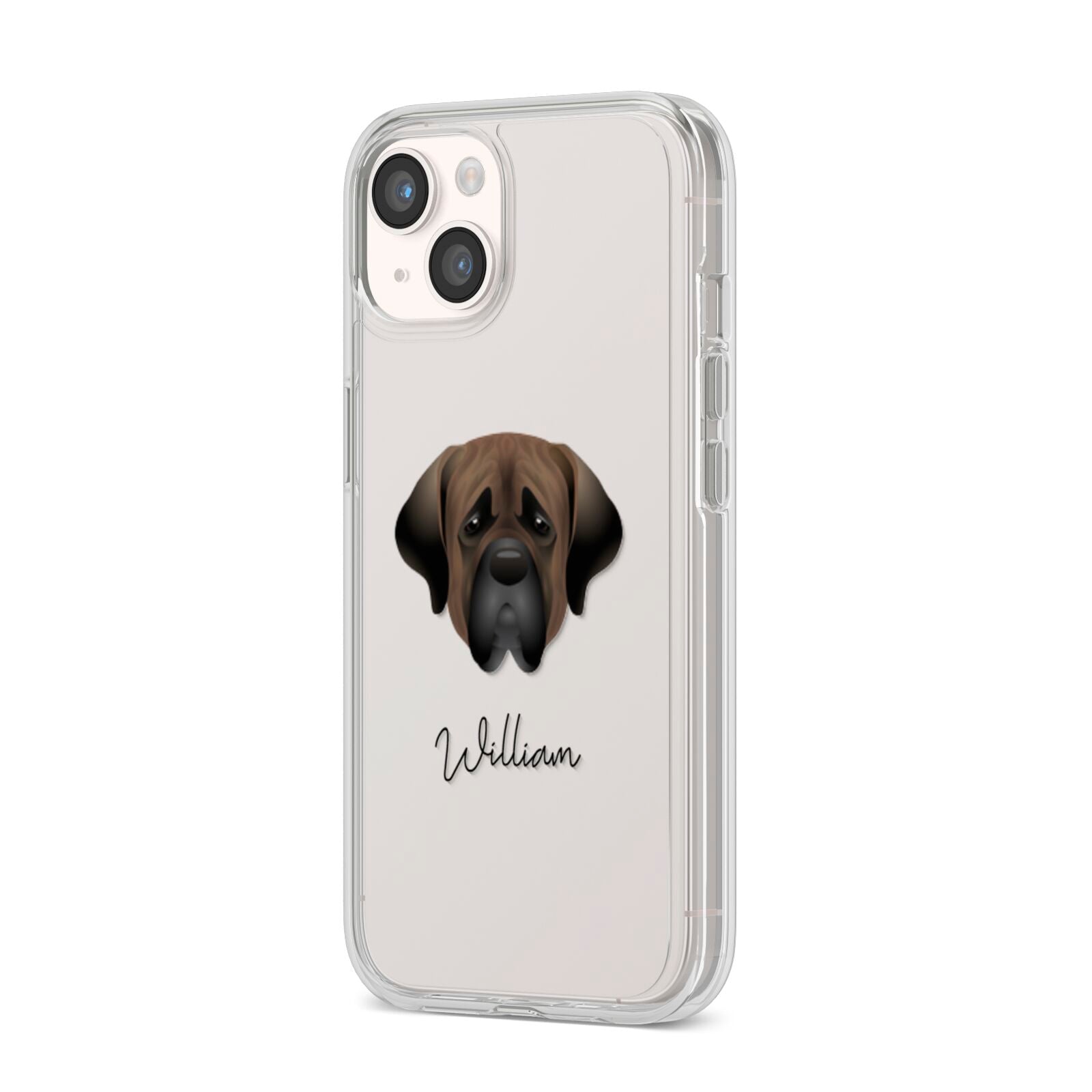 Mastiff Personalised iPhone 14 Clear Tough Case Starlight Angled Image