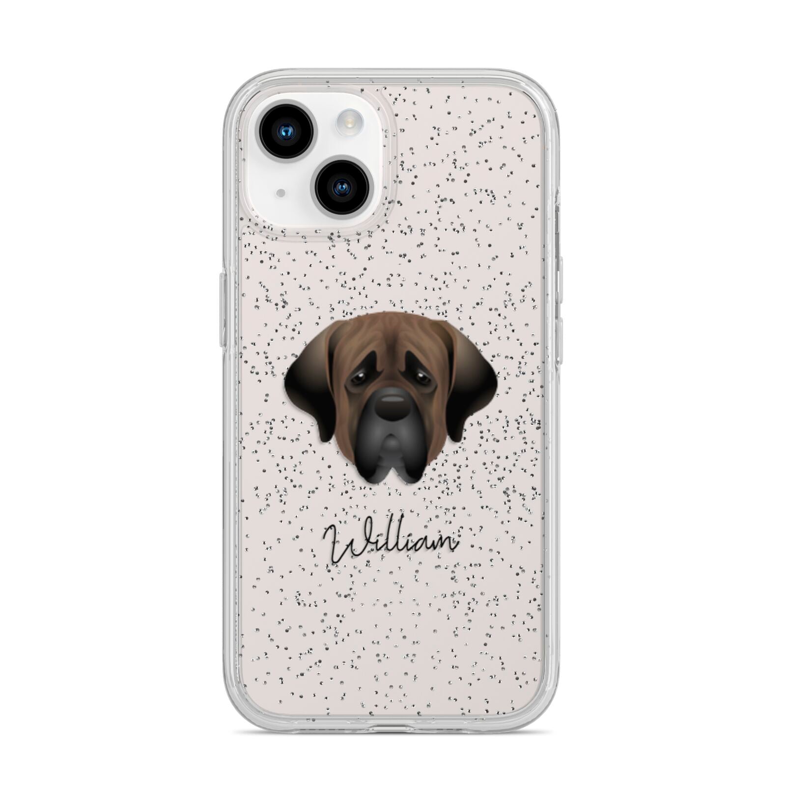 Mastiff Personalised iPhone 14 Glitter Tough Case Starlight