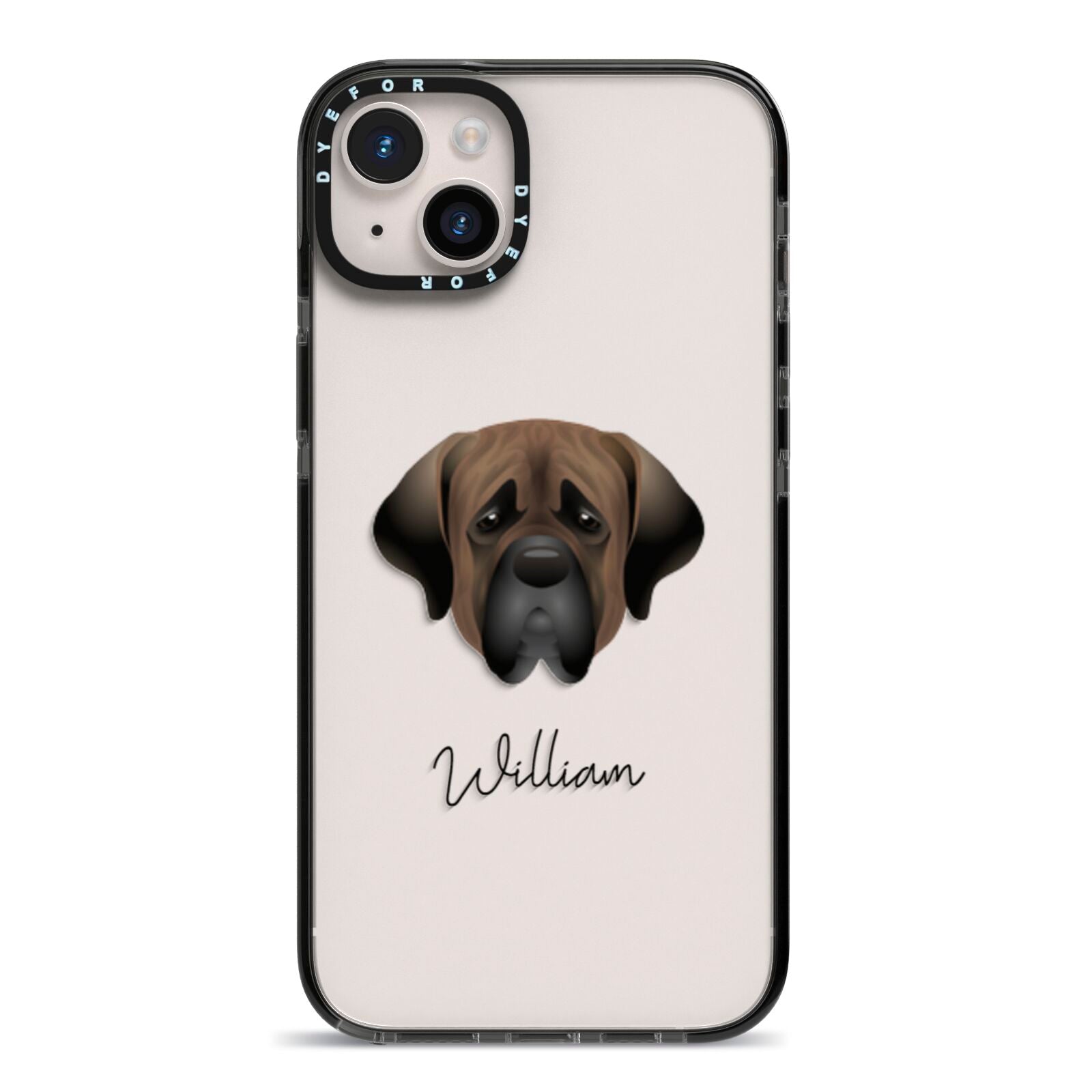 Mastiff Personalised iPhone 14 Plus Black Impact Case on Silver phone