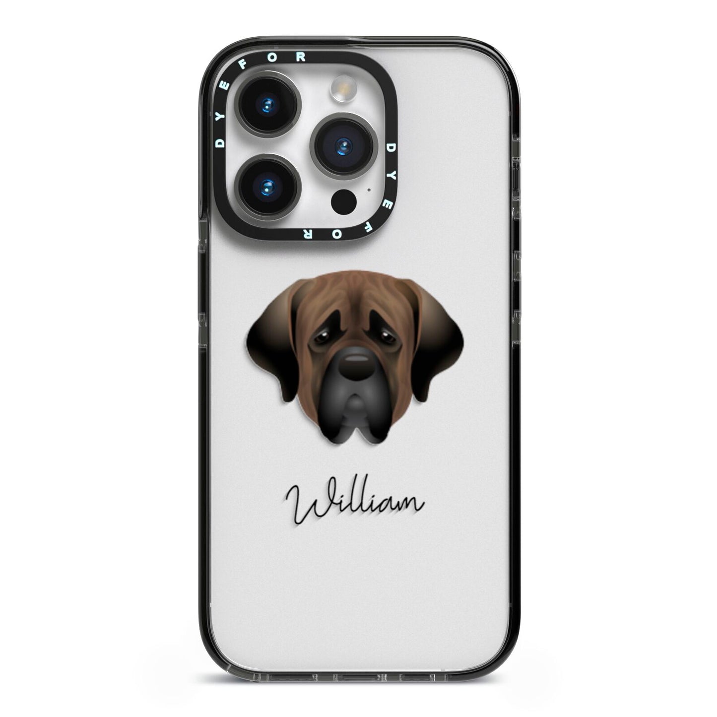 Mastiff Personalised iPhone 14 Pro Black Impact Case on Silver phone