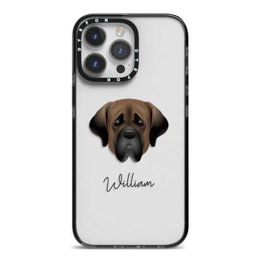 Mastiff Personalised iPhone 14 Pro Max Black Impact Case on Silver phone