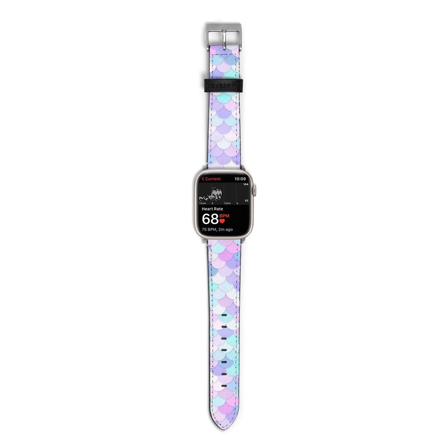 Mermaid Apple Watch Strap Size 38mm with Silver Hardware