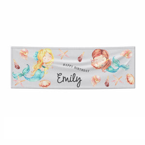 Personalisiertes Meerjungfrau-Happy-Birthday-Banner
