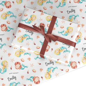 Mermaid Personalised Happy Birthday Wrapping Paper