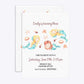 Mermaid Personalised Happy Birthday Rectangle Invitation Glitter Front and Back Image