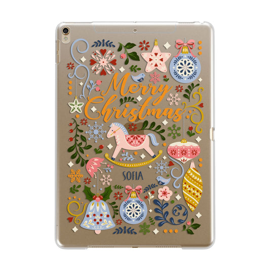 Merry Christmas Illustrated Apple iPad Gold Case