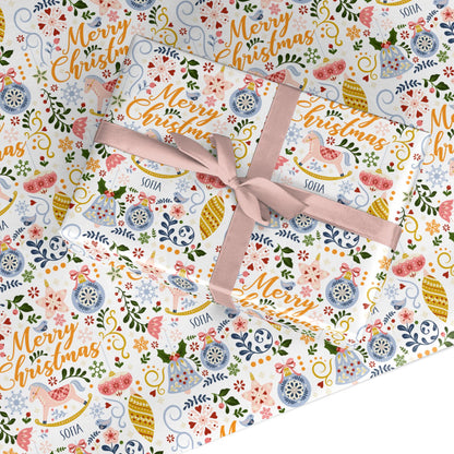 Merry Christmas Illustrated Custom Wrapping Paper