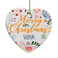Merry Christmas Illustrated Heart Decoration