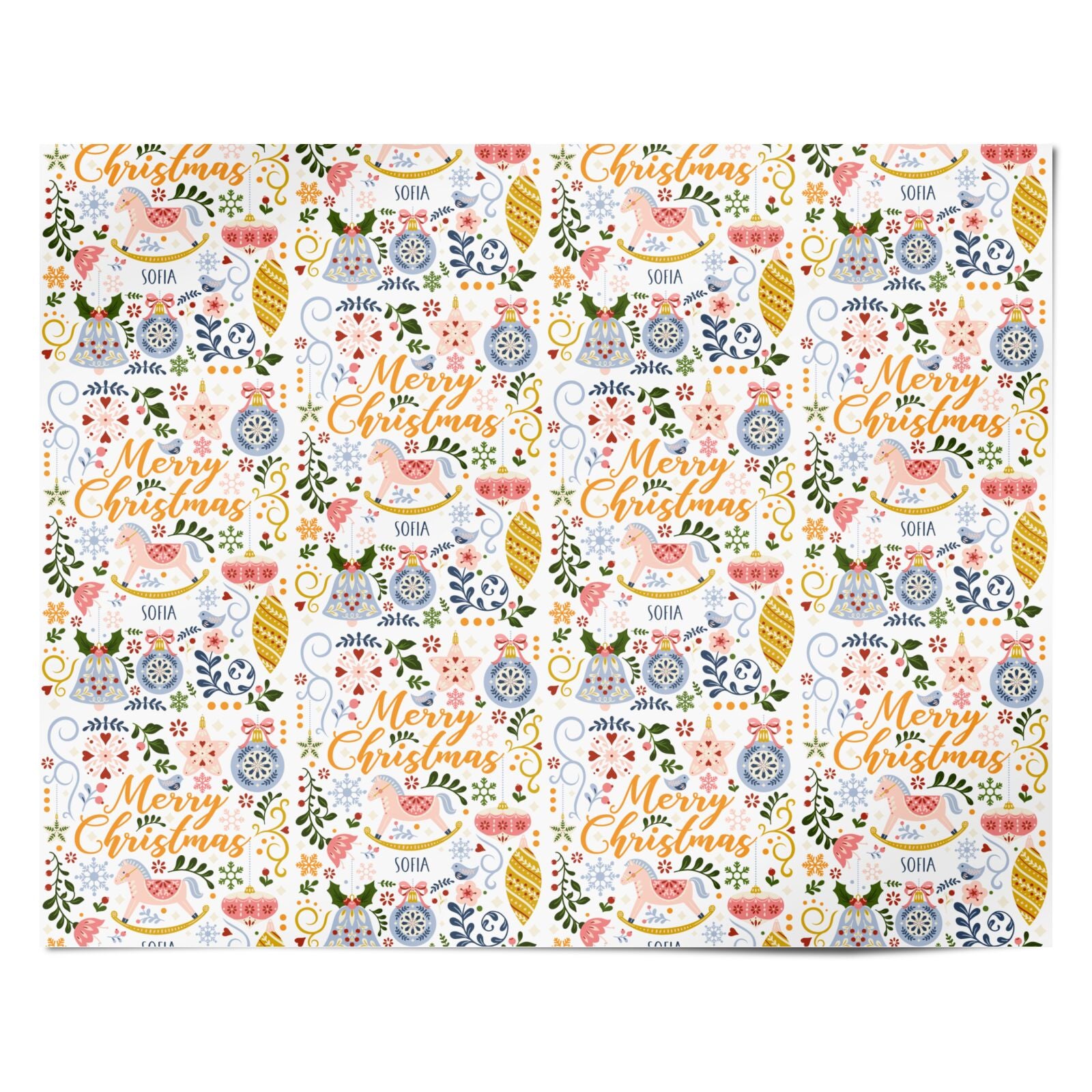 Merry Christmas Illustrated Personalised Wrapping Paper Alternative