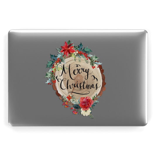 Merry Christmas Log Floral Apple MacBook Case