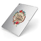 Merry Christmas Log Floral Apple iPad Case on Silver iPad Side View