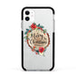Merry Christmas Log Floral Apple iPhone 11 in White with Black Impact Case