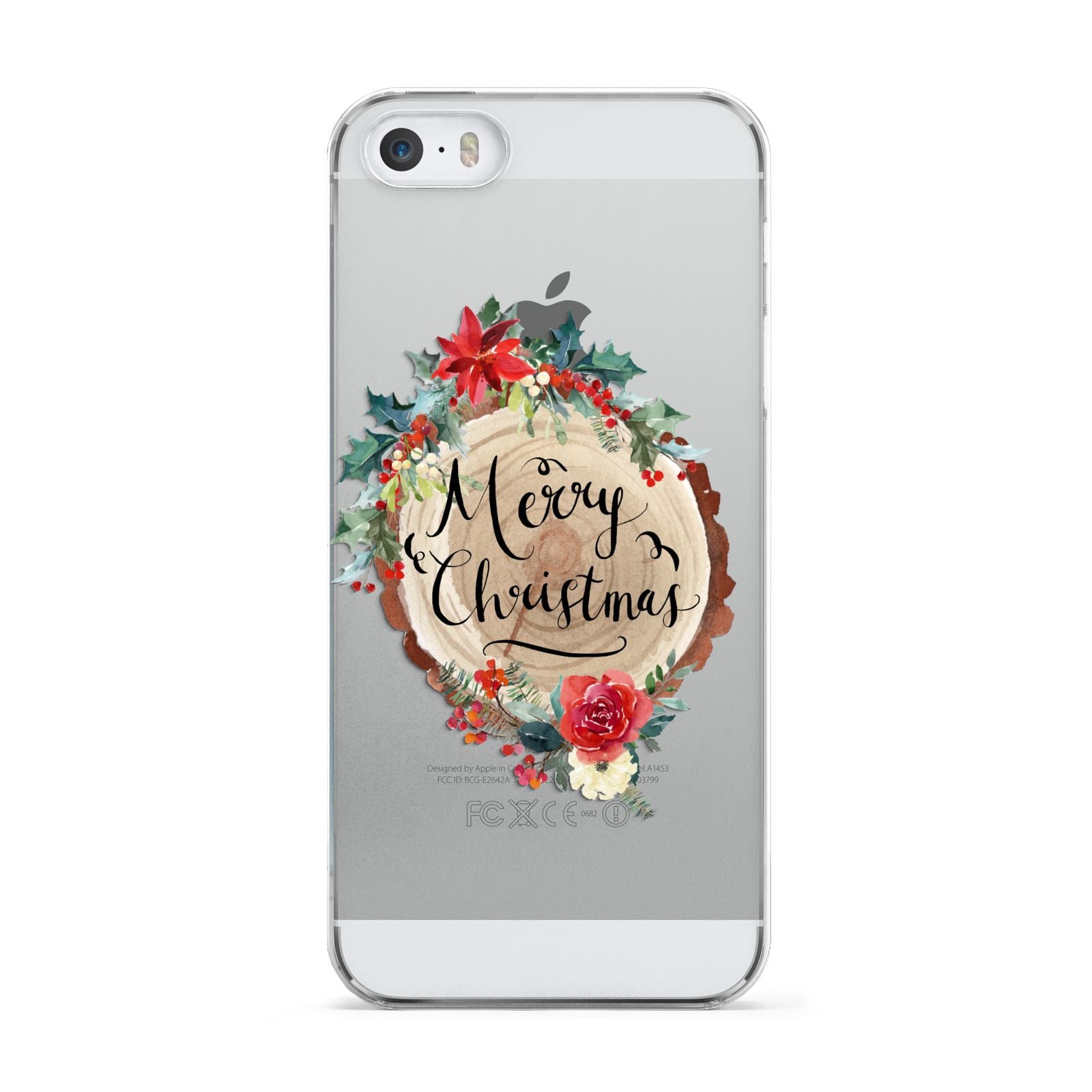 Merry Christmas Log Floral Apple iPhone 5 Case