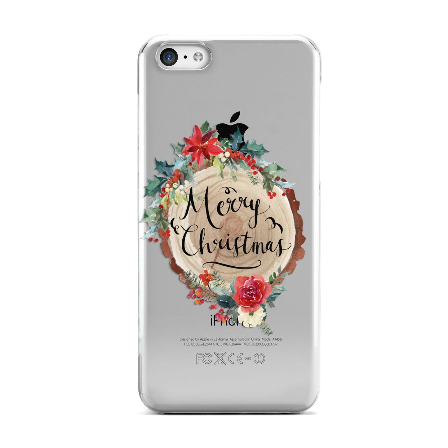 Merry Christmas Log Floral Apple iPhone 5c Case