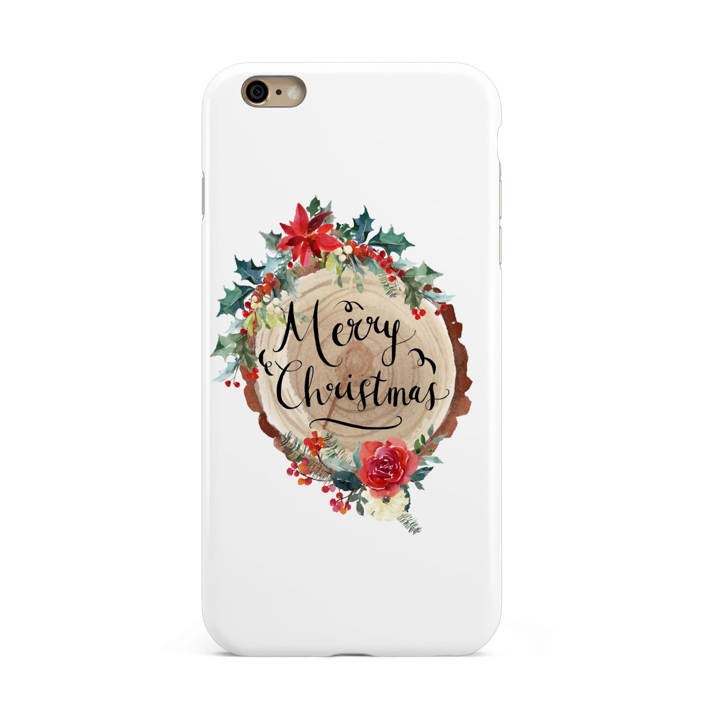 Merry Christmas Log Floral Apple iPhone 6 Plus 3D Tough Case