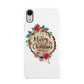 Merry Christmas Log Floral Apple iPhone XR White 3D Snap Case