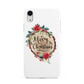 Merry Christmas Log Floral Apple iPhone XR White 3D Tough Case