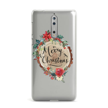 Merry Christmas Log Floral Nokia Case