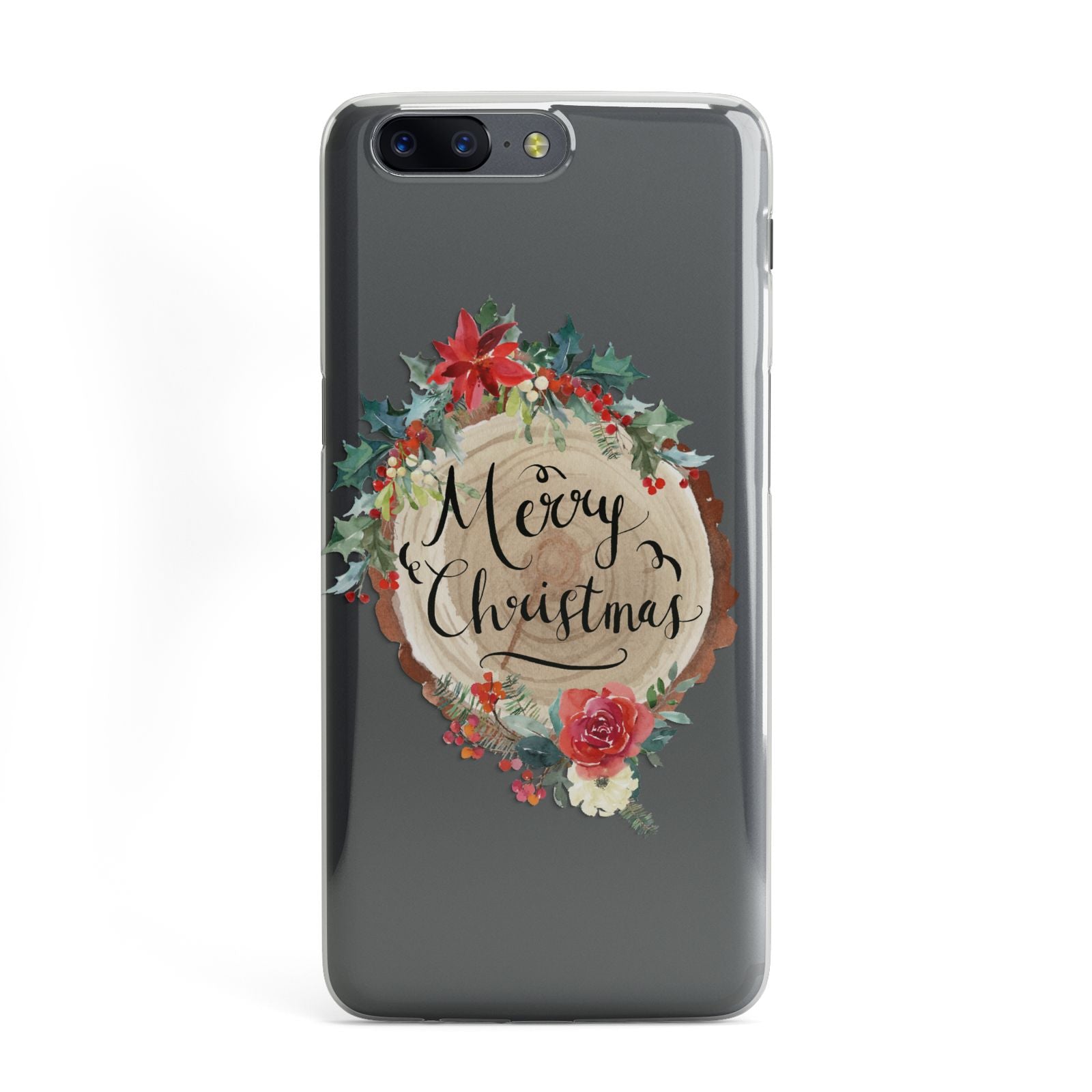 Merry Christmas Log Floral OnePlus Case