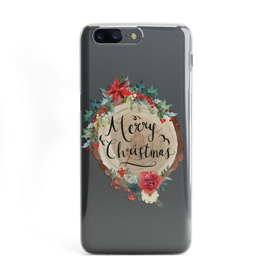 Merry Christmas Log Floral OnePlus Case