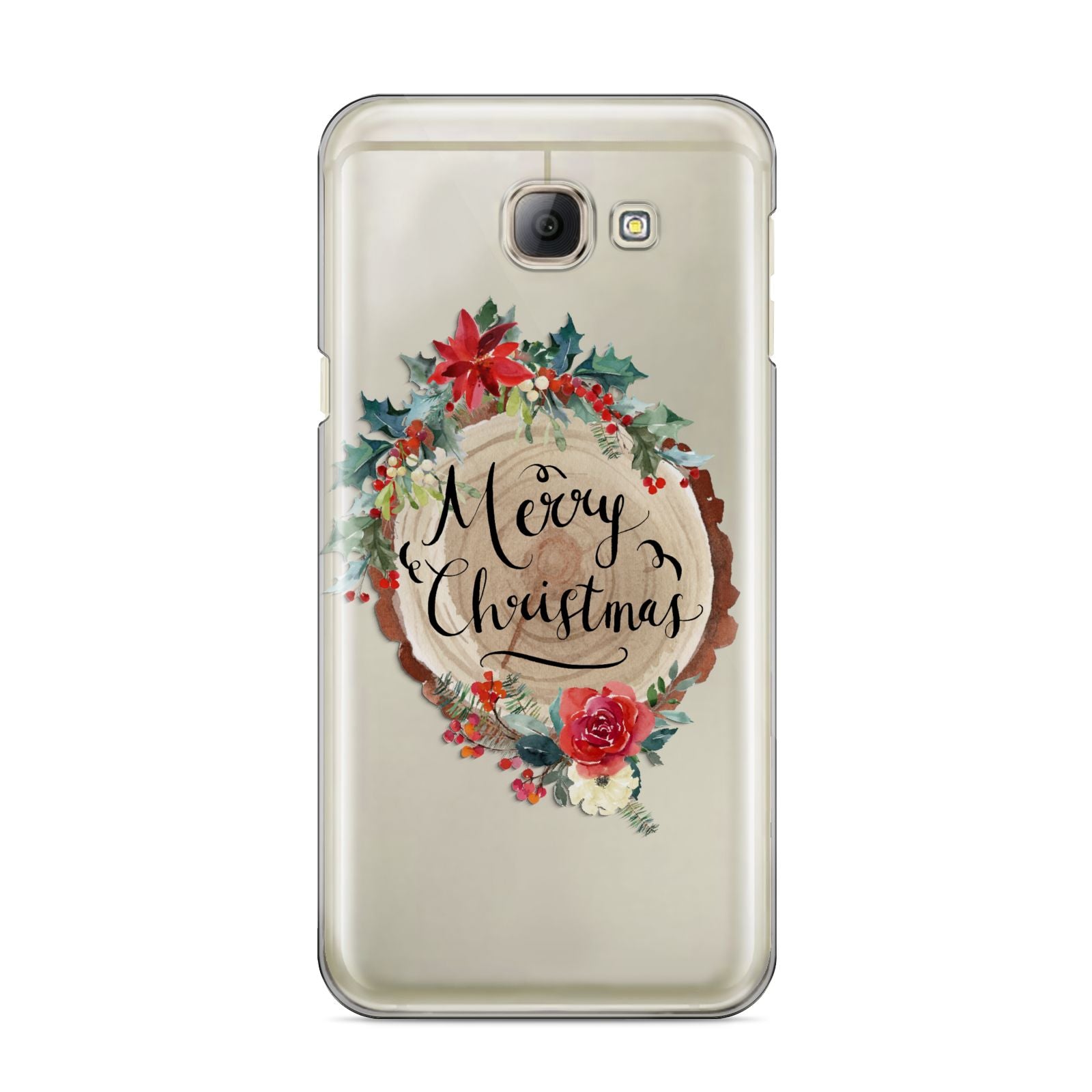Merry Christmas Log Floral Samsung Galaxy A8 2016 Case