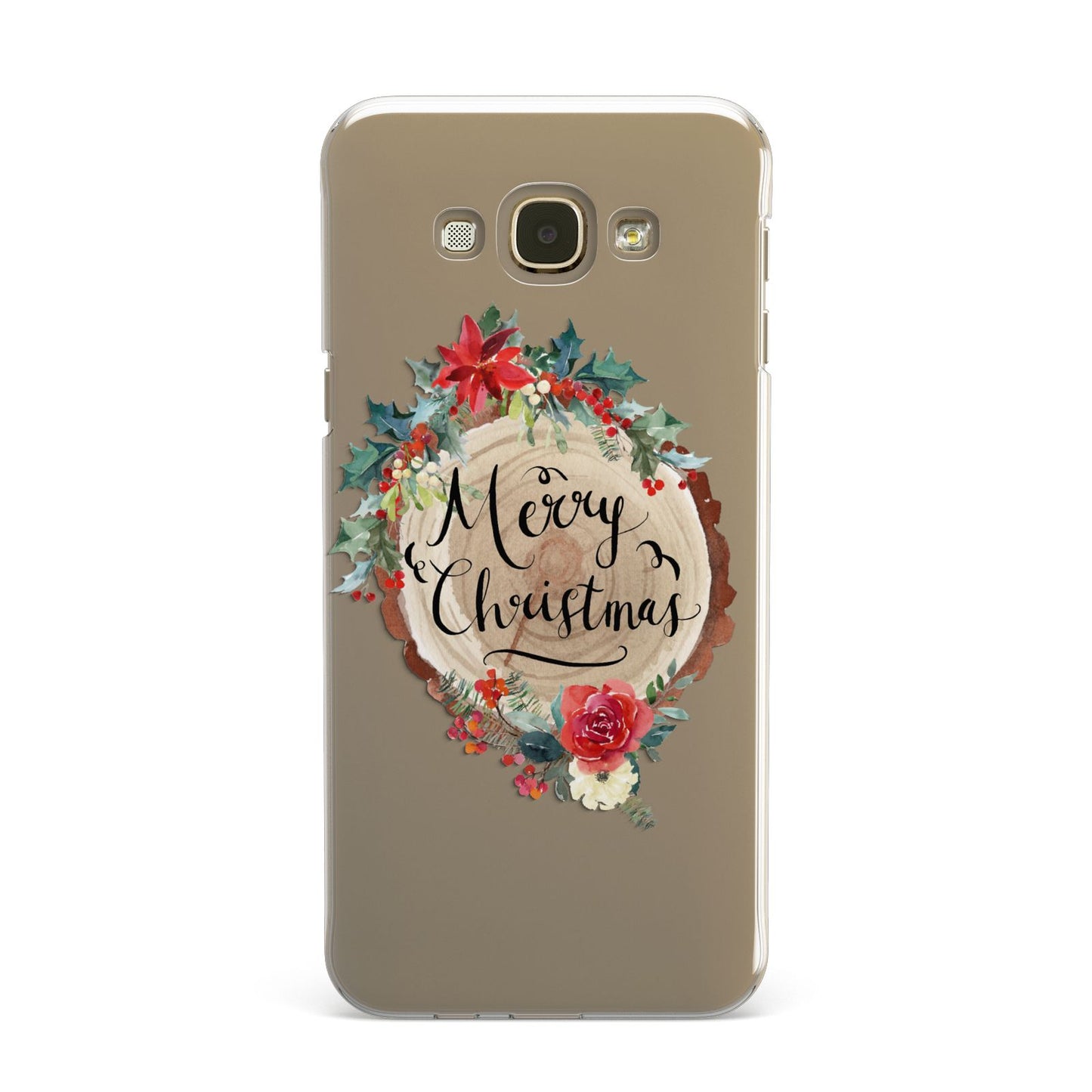 Merry Christmas Log Floral Samsung Galaxy A8 Case