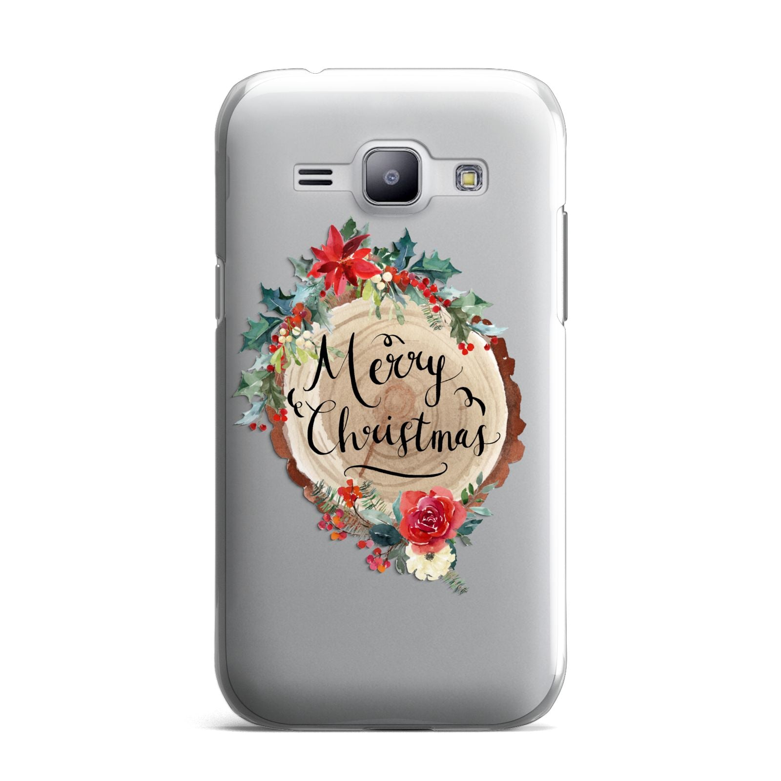 Merry Christmas Log Floral Samsung Galaxy J1 2015 Case