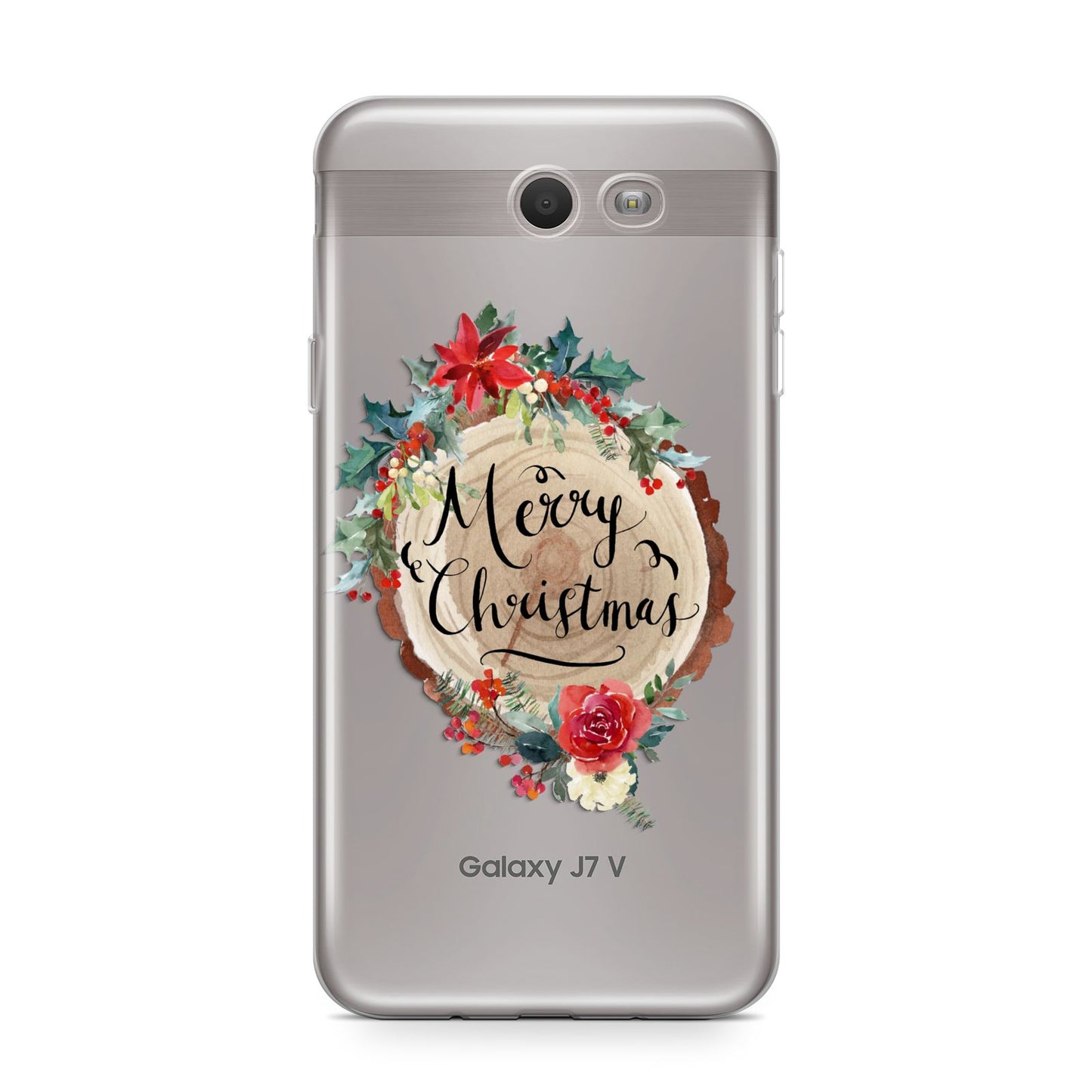 Merry Christmas Log Floral Samsung Galaxy J7 2017 Case