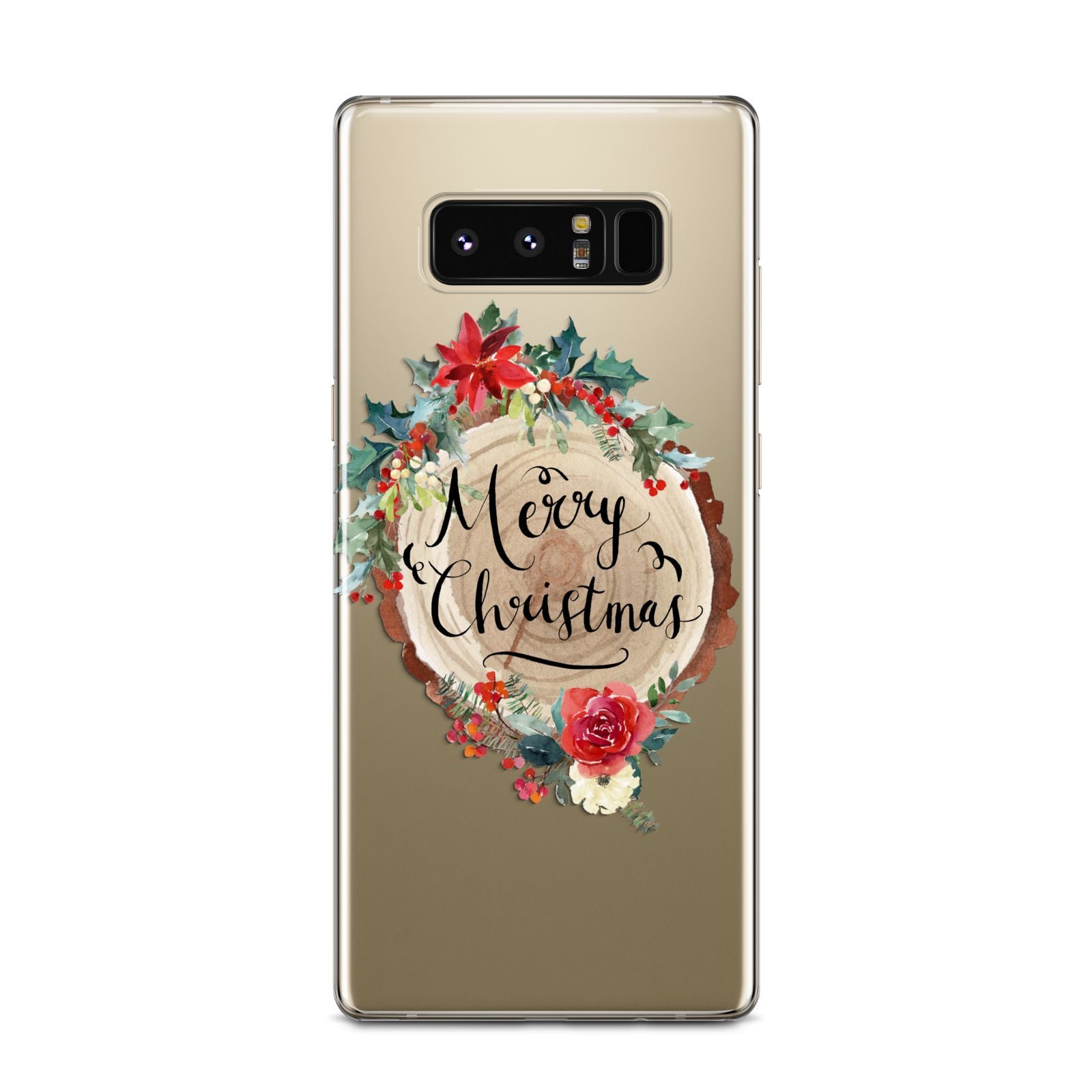 Merry Christmas Log Floral Samsung Galaxy Note 8 Case