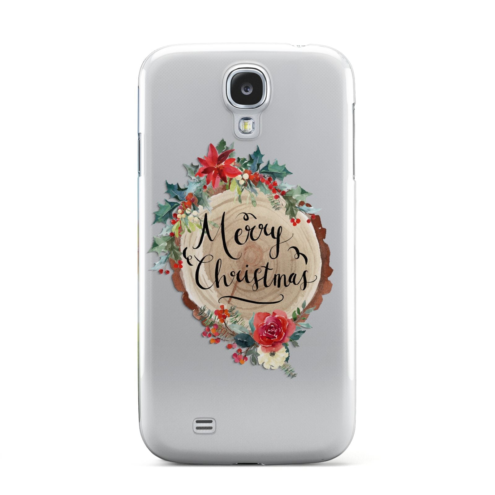 Merry Christmas Log Floral Samsung Galaxy S4 Case