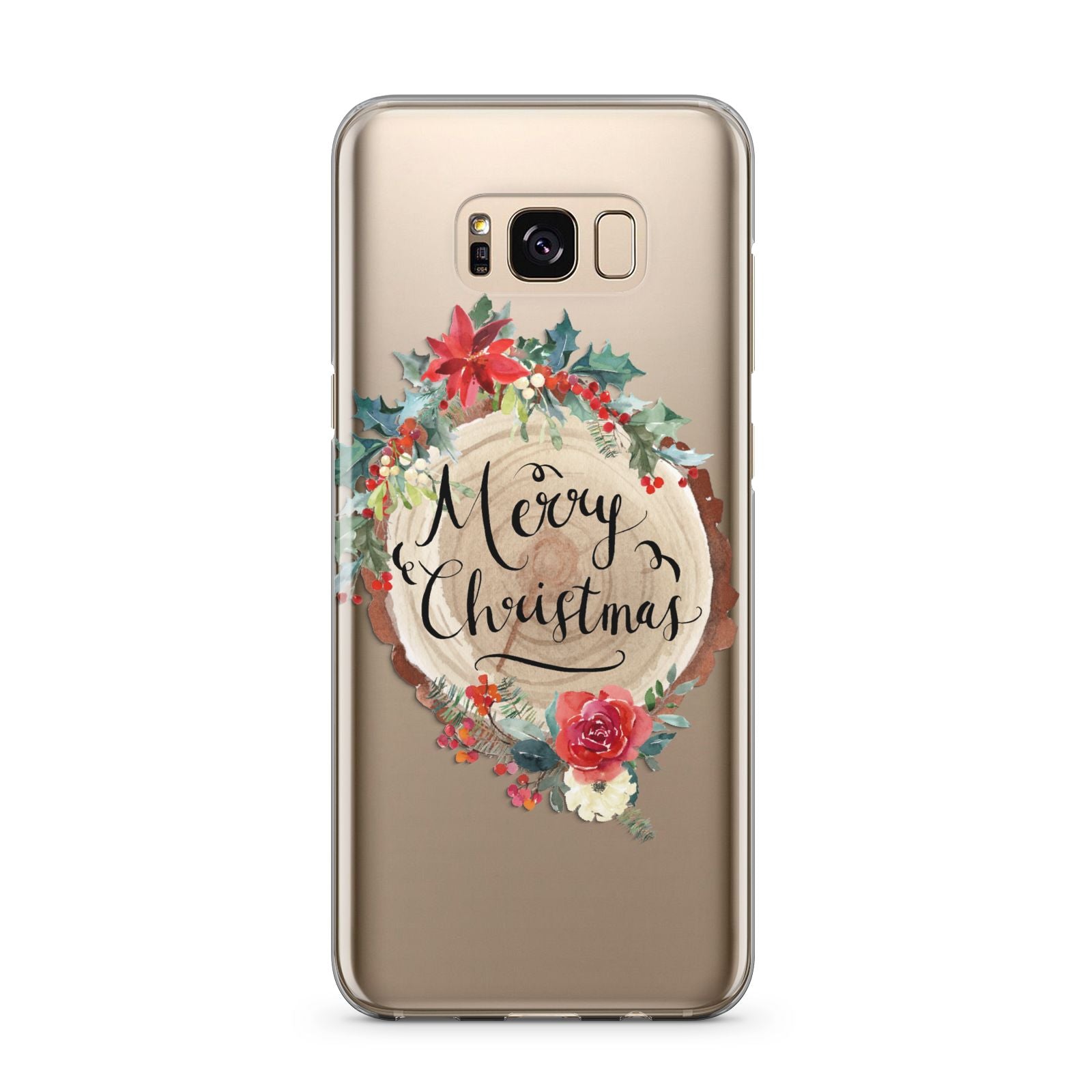 Merry Christmas Log Floral Samsung Galaxy S8 Plus Case