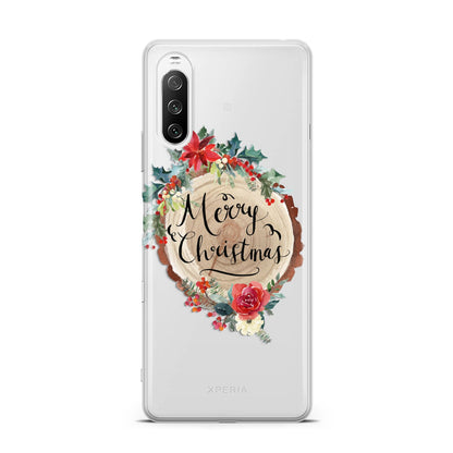 Merry Christmas Log Floral Sony Xperia 10 III Case