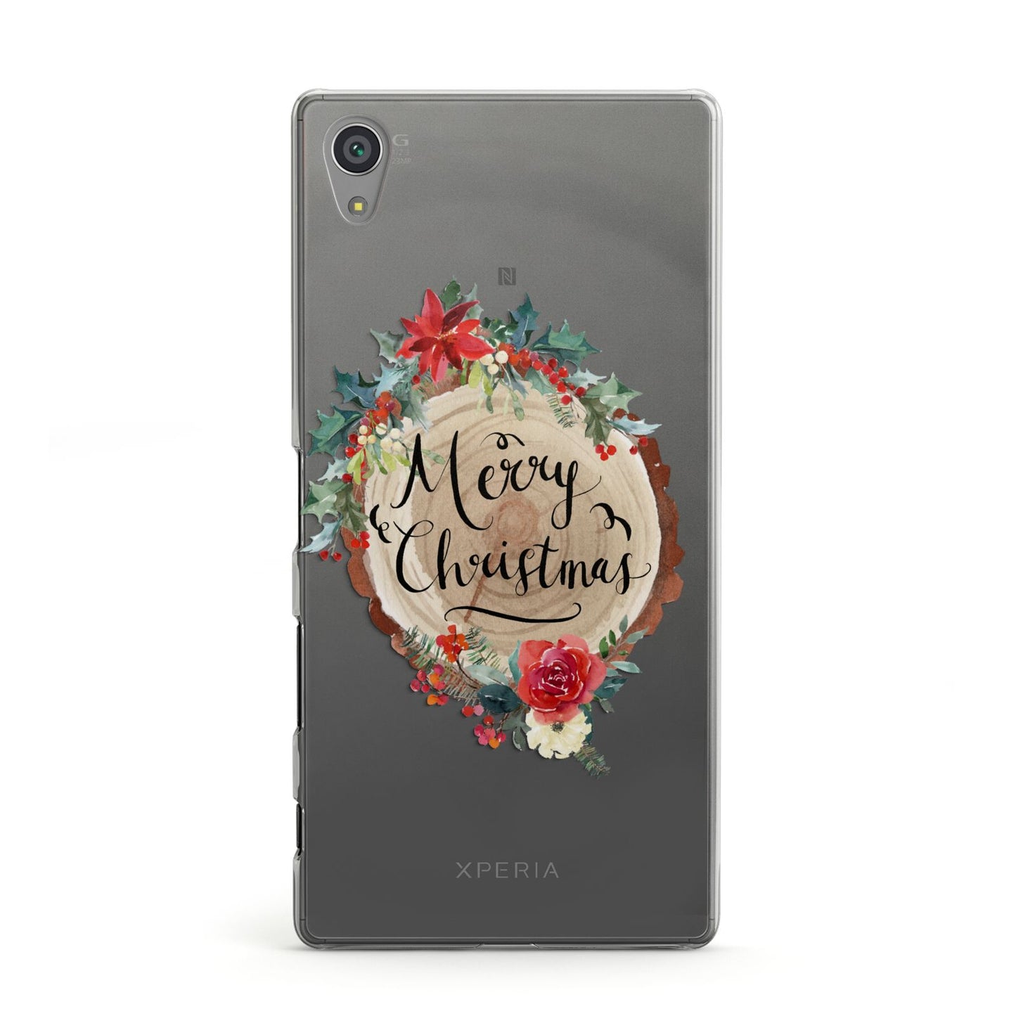 Merry Christmas Log Floral Sony Xperia Case