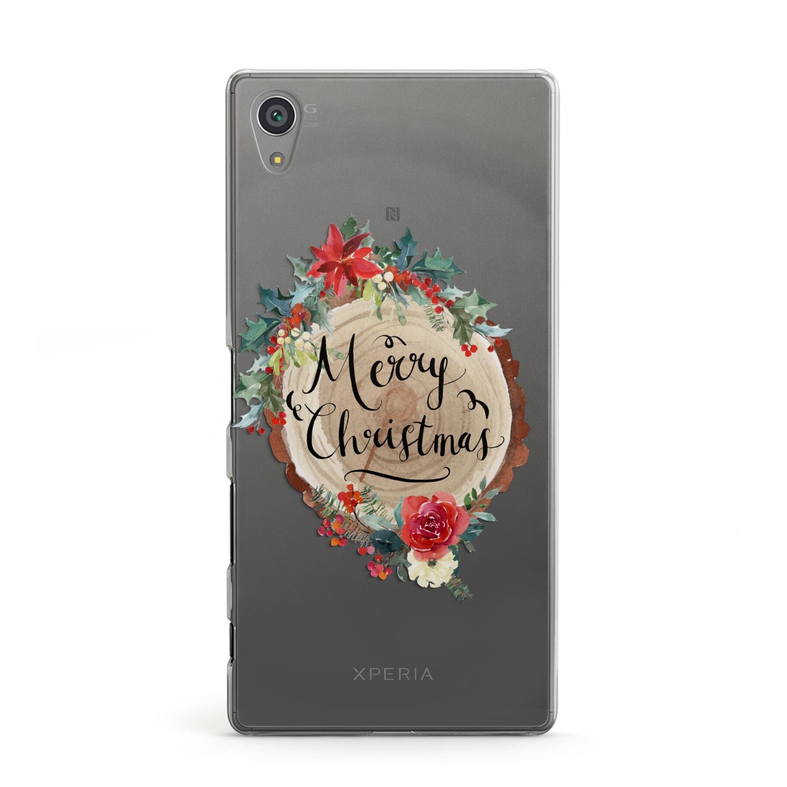 Merry Christmas Log Floral Sony Xperia Case