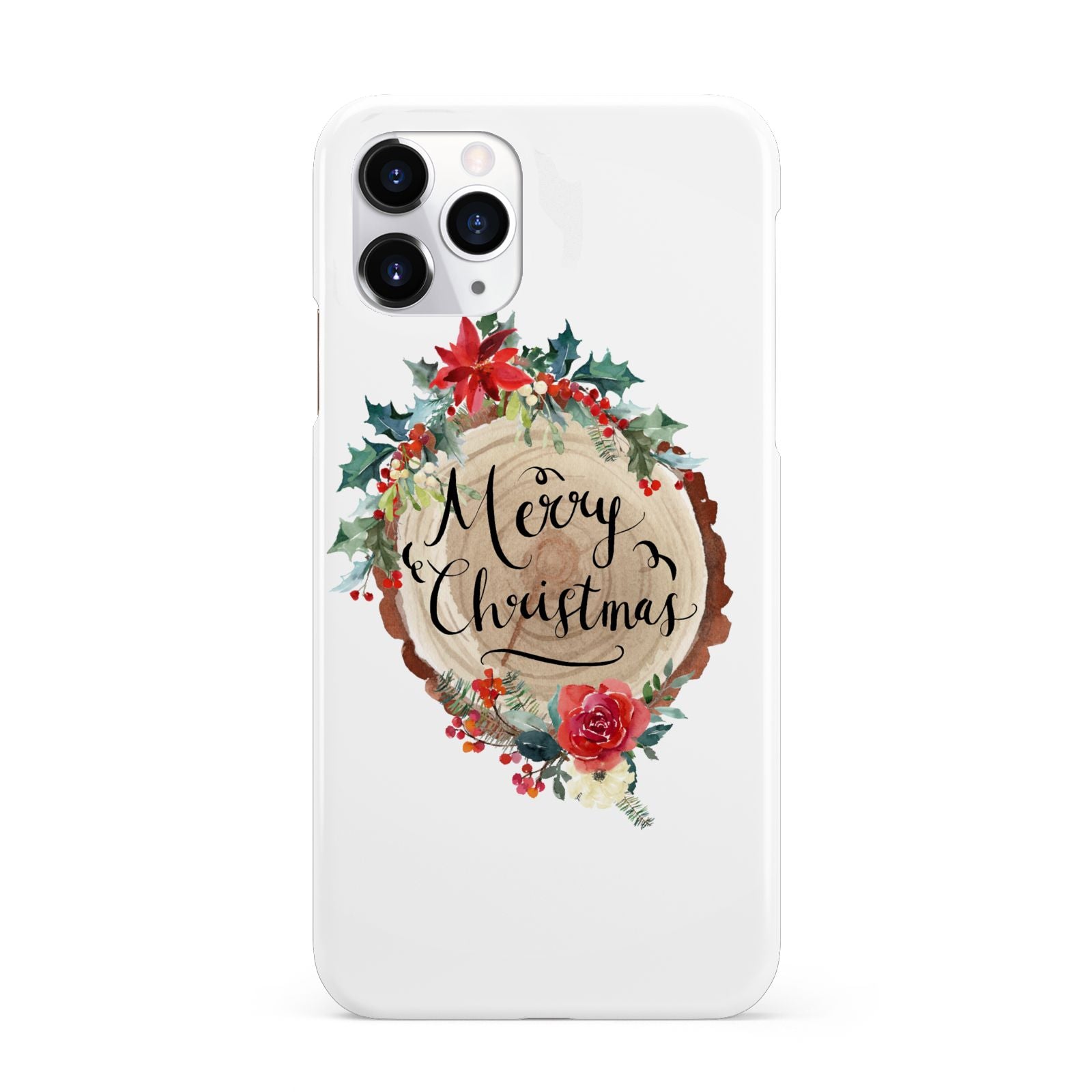 Merry Christmas Log Floral iPhone 11 Pro 3D Snap Case
