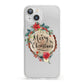 Merry Christmas Log Floral iPhone 13 Clear Bumper Case