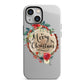 Merry Christmas Log Floral iPhone 13 Mini Full Wrap 3D Tough Case