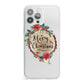 Merry Christmas Log Floral iPhone 13 Pro Max Clear Bumper Case