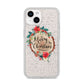 Merry Christmas Log Floral iPhone 14 Glitter Tough Case Starlight