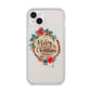 Merry Christmas Log Floral iPhone 14 Plus Clear Tough Case Starlight