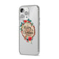 Merry Christmas Log Floral iPhone 14 Pro Max Clear Tough Case Silver Angled Image
